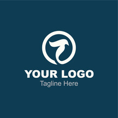 Modern Logo. With a white bird in a circle on a blue background.