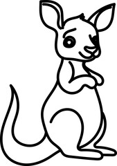 Coloring Page Outline of Cartoon Kangaroo. Wild Animals. Coloring Book for Kids.