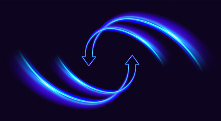 Two arrows go round. Update Software. Synchronization icon. Upgrade computer program version concept. Circulation arrows in motion. Exchange and money transfer.