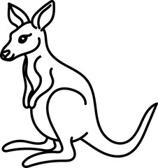 Coloring Page Outline of Cartoon Kangaroo. Wild Animals. Coloring Book for Kids.