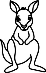 Coloring Page Outline of Cartoon Kangaroo. Wild Animals. Coloring Book for Kids.