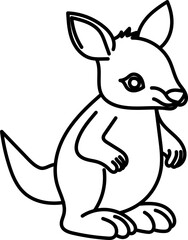 Coloring Page Outline of Cartoon Kangaroo. Wild Animals. Coloring Book for Kids.