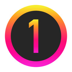 Stylized Number 1 with neon gradient and dark circle background, perfect for tech branding, app icon, or modern digital media.