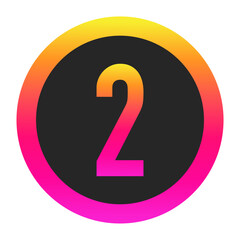 Stylized Number 2 with neon gradient and dark circle background, perfect for tech branding, app icon, or modern digital media.