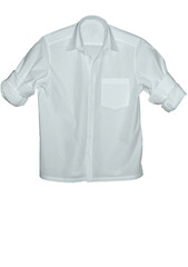 Isolated blank blue cotton shirt, a casual men's wear garment