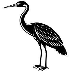 Crane Line Art Vector Black and White Drawing Illustration Design