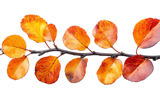  Vibrant aspen branch with golden autumn leaves on transparent background, perfect for seasonal decoration and fall festival marketing 
