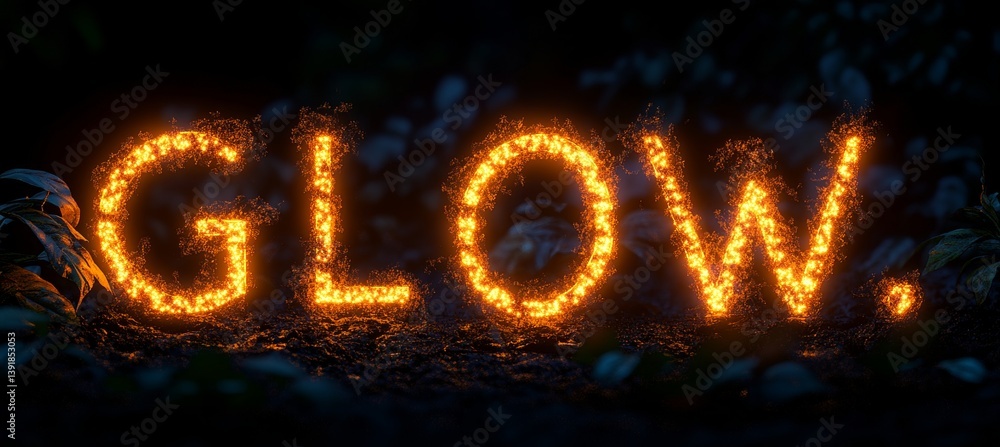 Poster fiery glow text effect emblazoned with blazing sparks in the dark on a textured ground