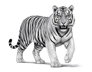 Obraz premium Majestic White Tiger: A Pencil Sketch Masterpiece