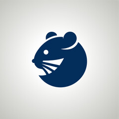 modern logo. Blue silhouette of a hamster.