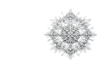 Intricate Silver Snowflake on White Background