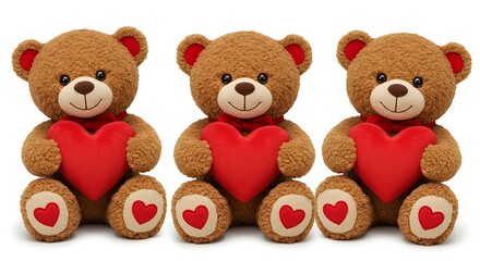 Three Hearts, Three Bears: A Plush Valentine's Trio AI Generated