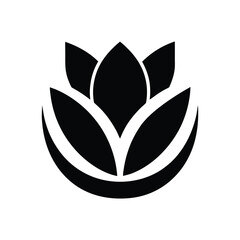 Black silhouette logo of a tulip flower with stylized petals and a simple stem design