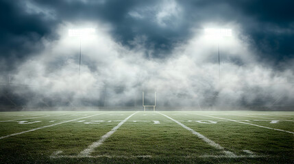 Dramatic Foggy Night Football Stadium Image