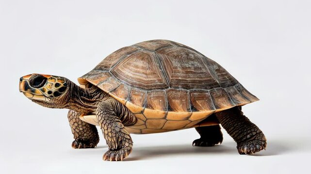 Turtle with intricate shell details, isolated.