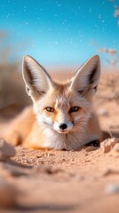 Fototapeta premium Fennec fox desert sand dune sunset wildlife