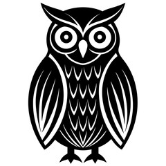 Owl Line Art Vector Black and White Drawing Illustration Design