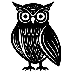 Owl Line Art Vector Black and White Drawing Illustration Design