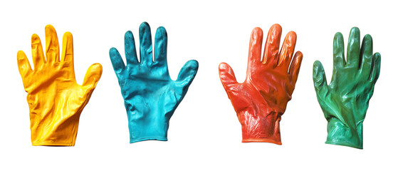 Fototapeta premium Pack of Gardening Gloves set of Five Different Poses set Against Transparent Background for Garden Equipment Branding, DIY Projects, or Outdoor Workwear Design