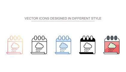 Rainy Calendar icon design with white background stock illustration