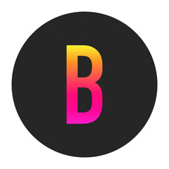 Capital Letters B with colorful gradient on a plain dark circle, clean and minimal design for logo, branding, UI, or creative identity.
