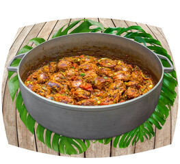 Marmite de rougail saucisses, spécialité culinaire de l’île de la Réunion 