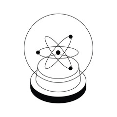 A handy isometric style icon of atom structure study