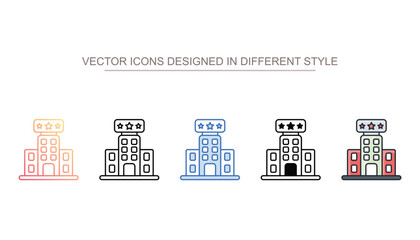 Five Star Hotel icon design with white background stock illustration