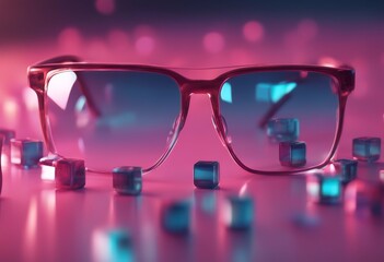 3d rendering cubes gradient glasses abstract many-coloured originality geometry cube graphic polygon direction scene shape geometric clean concept showcase modern colourful translucency decoration