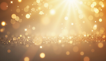 Magical glowing lights in warm bokeh background, ethereal ambiance