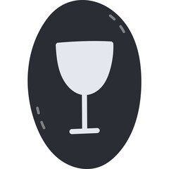 SImple cartoon frafile sign with wine glass in circle