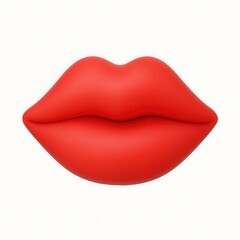 3D cartoon of red lips in closed position