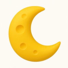 Yellow crescent moon with crater details
