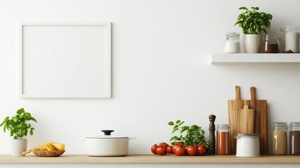 Modern Kitchen Mockup with Blank Frame