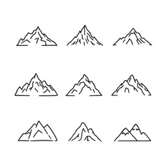 Minimalist mountain landscape in elegant black line style