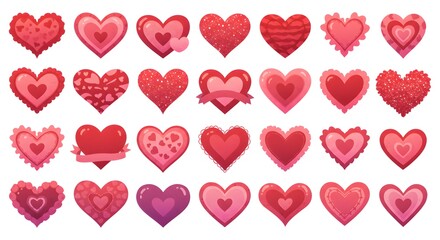 A Collection of 30 Unique Valentine's Day Hearts: Red, Pink, and Glittery Heart Designs for Romantic Projects
