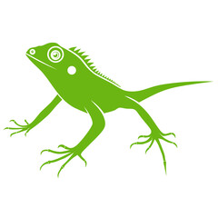 Green chameleon silhouette graphic vector illustration in minimalist style. Suitable for logo design, animal icon, educational poster, or nature and reptile themed graphic elements.
