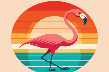 Graceful Flamingo Logo .Modern Tropical Wildlife Design