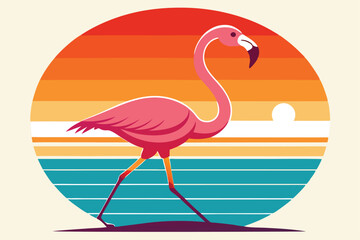 Graceful Flamingo Logo .Modern Tropical Wildlife Design