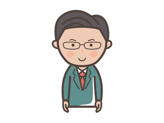笑顔で正面を向く中堅エリート風男性ビジネスマンの上半身イラスト