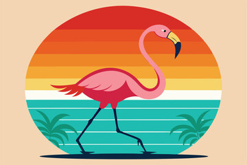 Graceful Flamingo Logo .Modern Tropical Wildlife Design