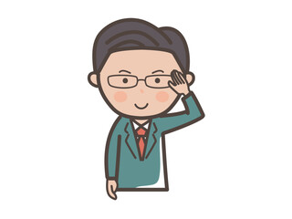 了解のポーズをする中堅エリート風男性ビジネスマンの上半身イラスト