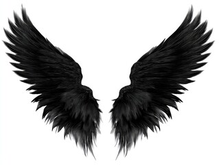 Obraz premium Pair of large black wings spread open against a white background