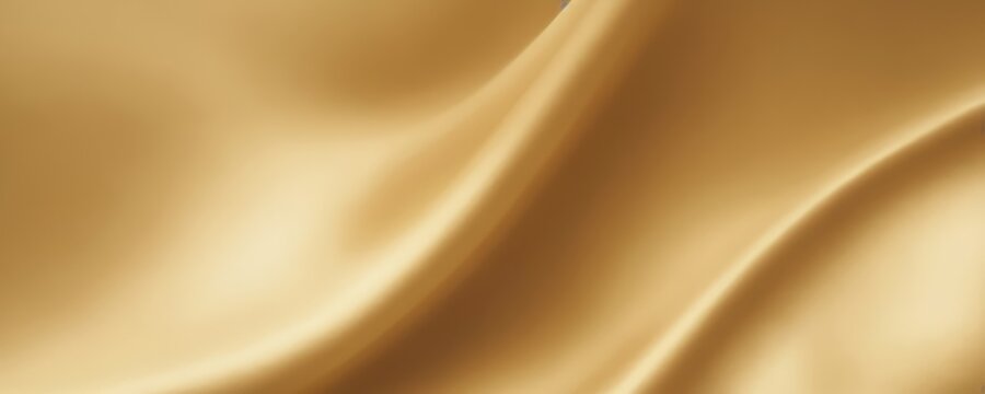 Fototapeta Abstract background of draped golden fabric with soft folds and subtle highlights. Elegant modern glossy background for wallpaper, poster or luxury background purposes.