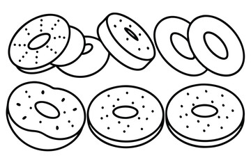 Bagels line art elegant drawing of bagels with fresh ingredients.eps