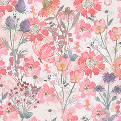 Seamless Floral and Leaf Pattern with Elegant Texture
