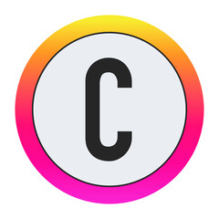 Black Capital letter C on light background with vibrant gradient circular frame, ideal for creative, fashion, or modern business branding.