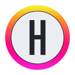Black Capital letter H on light background with vibrant gradient circular frame, ideal for creative, fashion, or modern business branding.