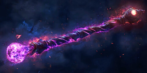 Magical Staff with Glowing Orb, ai generated.