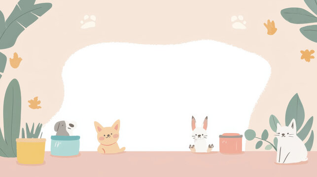 Illustration Blank Background of Cute animal illustration with blank space for text with copy space and negative space for text